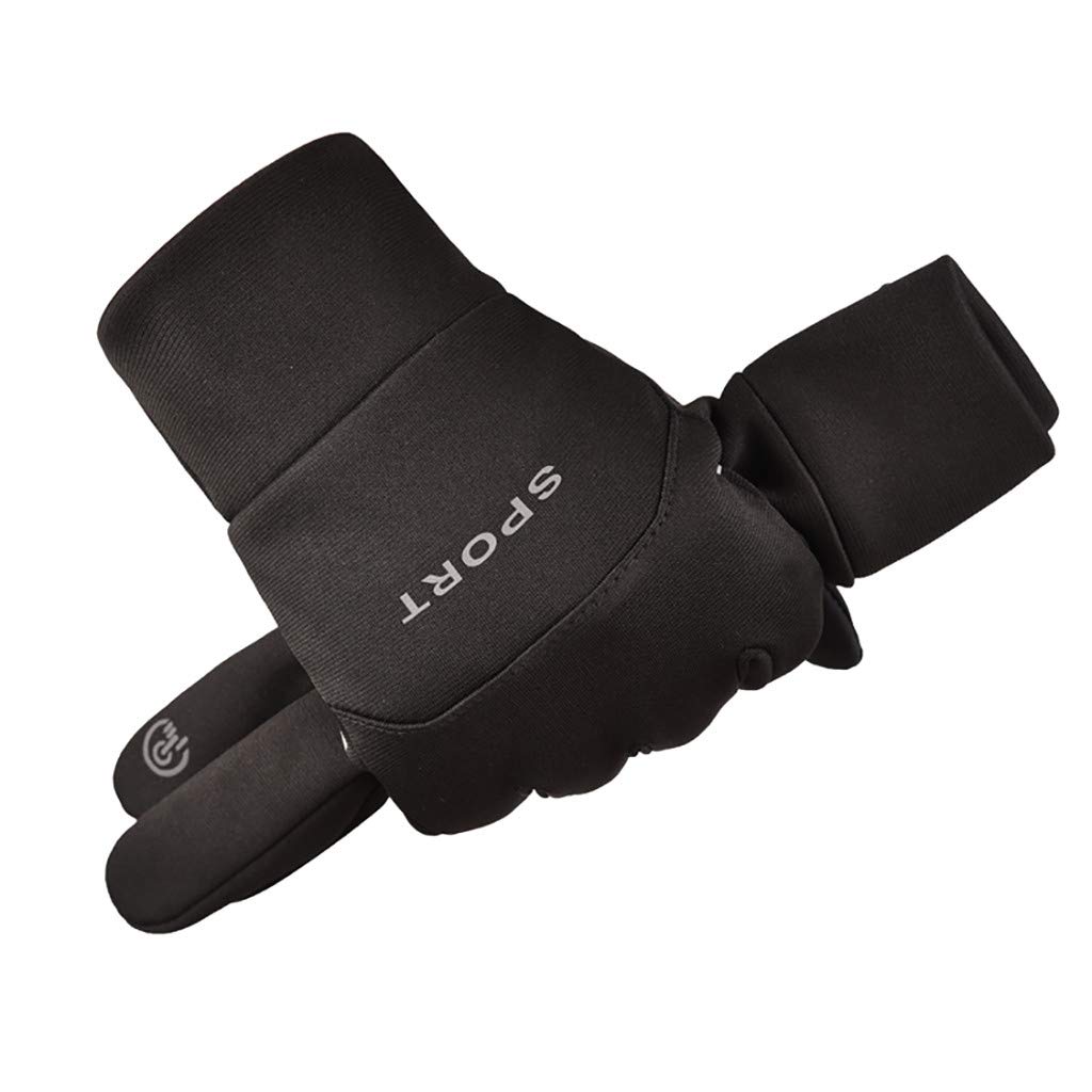 Vovotrade Winter Glove for Men Women Keep Warm Touch Screen Waterproof Windproof Cold Weather Mitten for Cycling Running (M, Black)