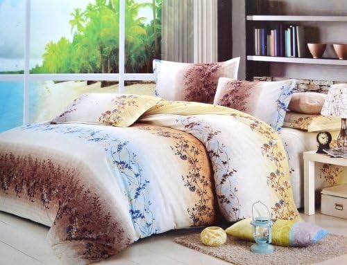 Todd Linen Cation Flower Love 3 Pcs Queen Set 1 Duvet Cover + 2 Pillow Case Bedding Set