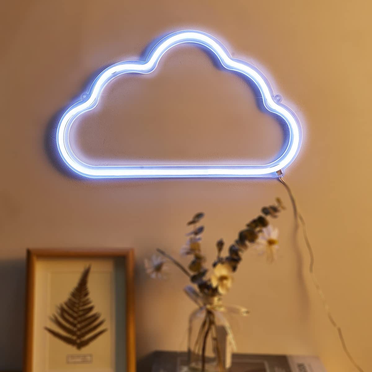 Half & Half White Cloud LED Neon Sign light Wall Neon Light Wall Neon light sign 40cm x 24cm Home Holiday Party Decoration Gift