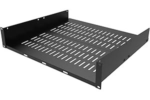 Jingchengmei 2U Disassembled Server Rack Shelf- Universal Vented Rack Mount Cantilever Tray for 19-inch Networking Cabinet or Server Rack-16 Inch Deep Black (2U16InD)