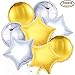 PartyWoo Star Balloons, 32 Pcs 18 Inch Gold Star Balloons Silver Balloons Round Balloons Mylar Balloons Foil Giant Balloon for Starry Night Decorations, Twinkle Twinkle Little Star Decorations