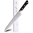 Sumteene Japanese Chef Knife - 9.5 inches, Professional Sushi Knife with Black Ergonomic Handle