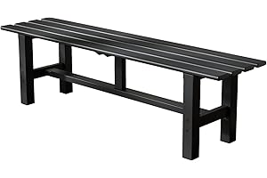 TECSPACE 59 Inches Aluminum Outdoor Weatherproof Bench Backless, 330 LBS Bearing Capacity Garden Porch Bench, Black