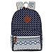 Veenajo Casual Lightweight Cute Dot Canvas Laptop Bag Shoulder Bag School Backpack (DarkBlue)