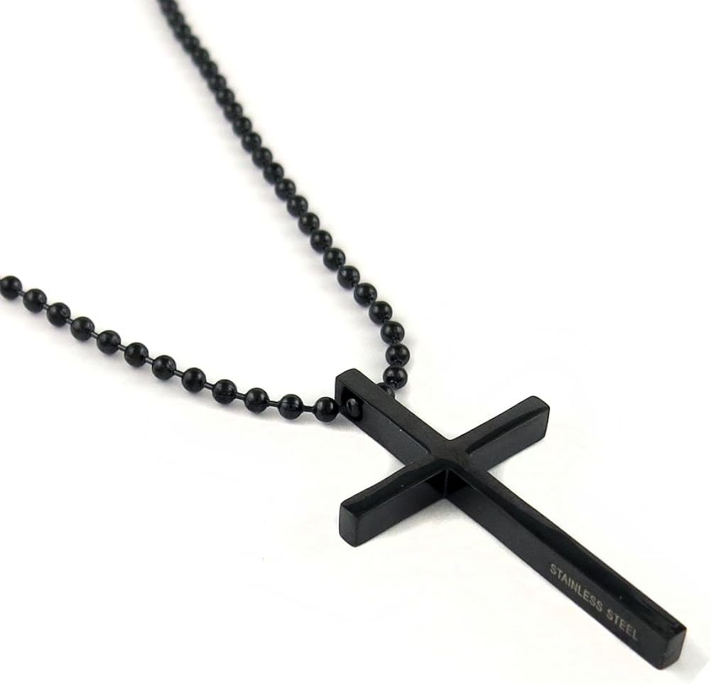 Stainless Steel Black Cross Pendant 