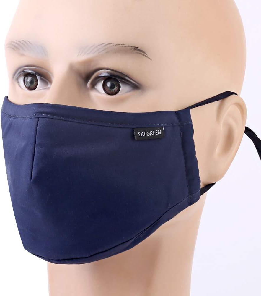 Mask Can Be Washed Reusable - N95 Respirator Cotton Mask 5 Layer Activated Carbon Filter Insert Dust Mask Anti Pollution Mask Mouth Mask for Men Women (mask-2-blue)