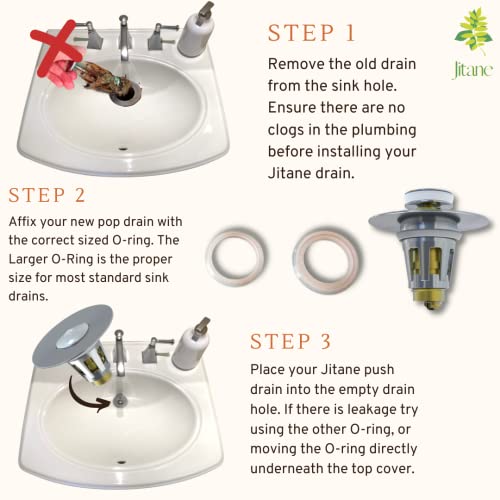 Jitane Universal Stainless Steel Sink Pop Drain 1"1.5" Bullet Core