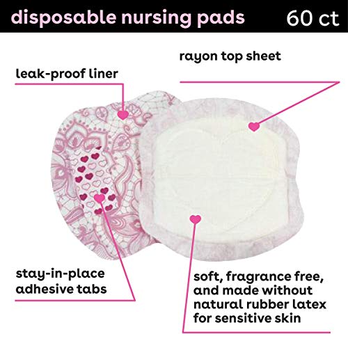 Bamboobies Women’s Disposable Nursing Pads, SuperAbsorbent Milk Proof