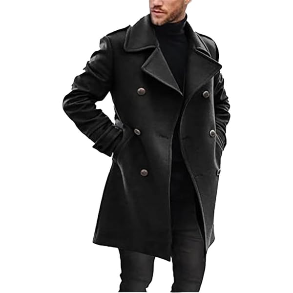 ZWRXW Trench Coat for Men Classic Slim Fit Notch Lapel Double