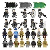 Army Block Set Building Military Toys Little People bricks SWAT Kids Toy City Police Minifigures Team Soldiers Figures Bulk Assembling with Accessories Weapons Canoeing Party Favors