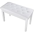 AW Piano Bench Stool Dual PU Padded Keyboard Double Storage Seat Weight Capacity 550 lbs White