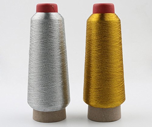 2PC Betan Cone Gold &amp; Silver Metallic Machine Embroidery Threads - 3600 yards