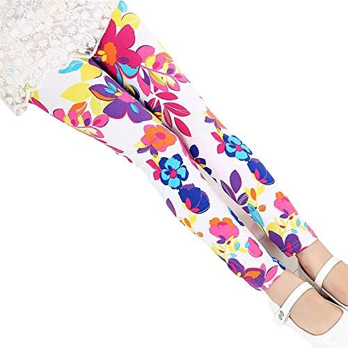 Baby Kids Childrens Printing Flower Toddler Classic Leggings Girls Pants (7, A)