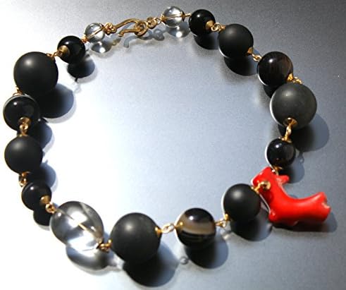 Contrast Onyx, Agate, Coral and Crystal Necklace