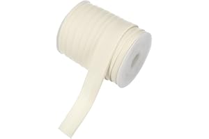M METERXITY Double Fold Bias Tape 1 Inch 25 Yards Cotton Bias Binding Tape Bulk Double Fold Bias Tape for Sewing/Seaming Hemming/Binding//Quilting/DIY Craft [Beige White]