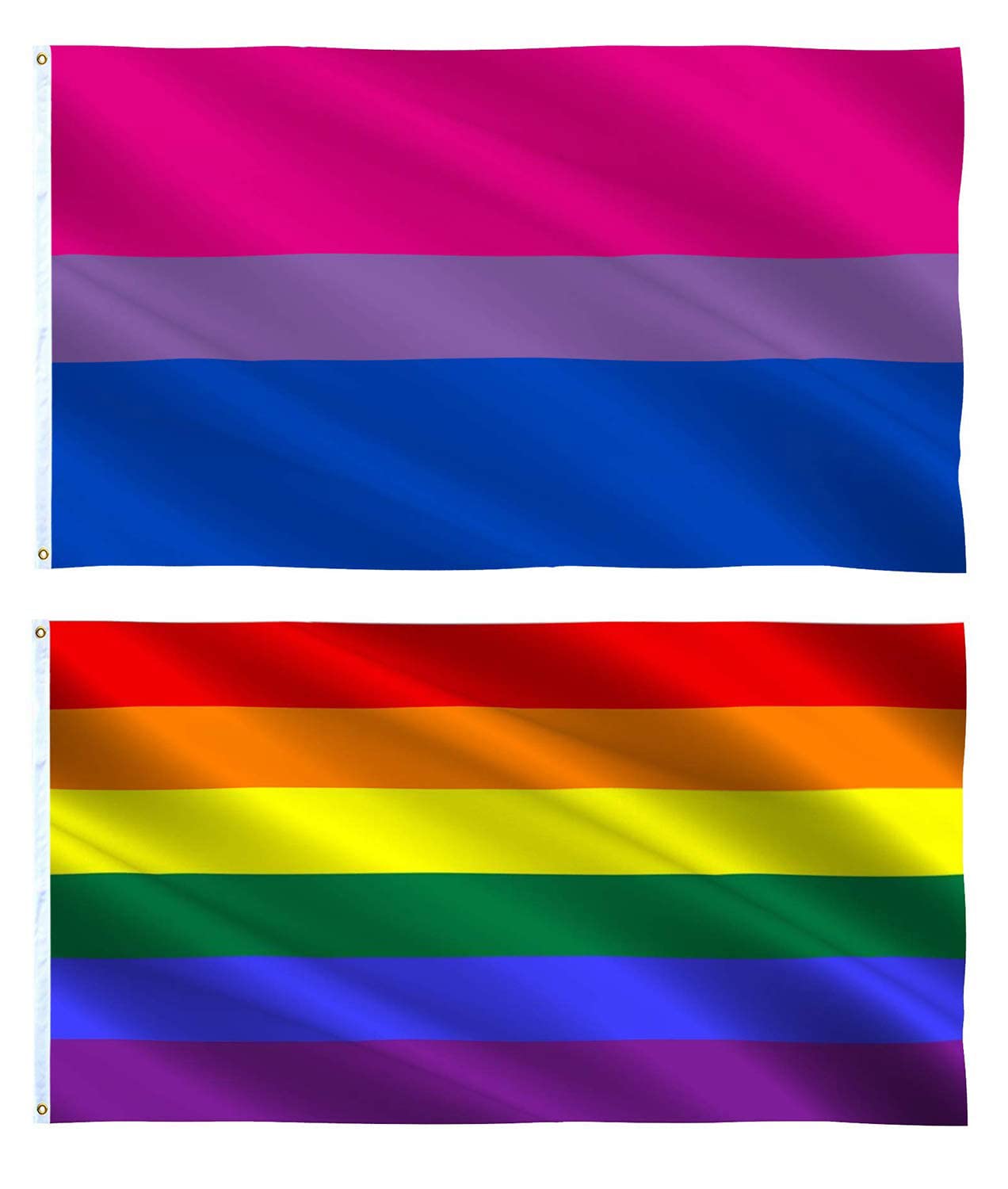 Omnisexual Bisexual Flags + Rainbow Gay Flag 3x5 FT Bi LGBTQ Pride College Dorm Decor Vivid Color & UV Fade Proof Cool Outdoor Indoor Double Stitched Flags 90x150cm Decorations House Banner