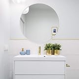 Warmiehomy Round Bathroom Mirror 50cm White Aluminium Frame Wall Mounted view 7