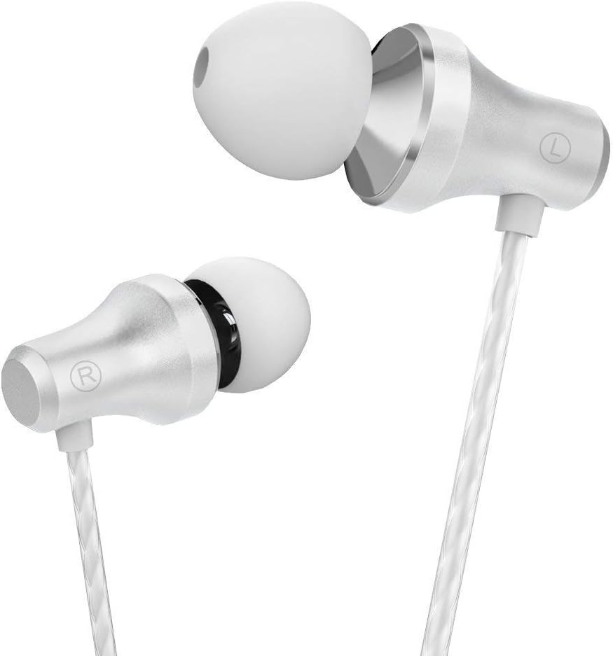 Earphones with Mic, VddSmm Deep Bass In ear Headphones Earbuds with Mic and Remote (White-06V)