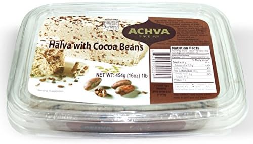 Achva, Sesame Halva with Cocoa Beans Tub 16oz (2 pcs)