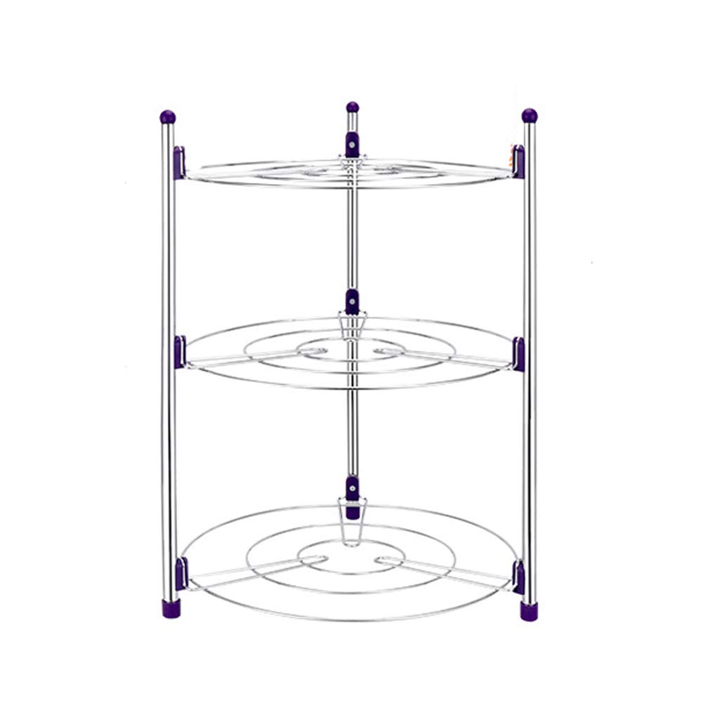 Usmascot 3 Tier Pan Rack Multi-functional Kitchen Storage Rack Stainless Steel Pan Pot Organizer Rack Multi-layer Rack Pan Lid Organizer Standing Storage Cabinet Pantry (3 Tier)