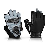 OZERO Gym Gloves Extra Grip Thick Leather Palm and Non-Slip Gel Pads