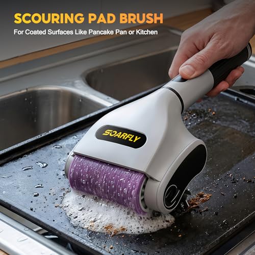 SOARFLY Electric Grill Brush for Outdoor Grill, 2-Speed & 20kg Torque Electric BBQ Grill Brush, Powerful Motor 800RPM Fast Safe Grill Cleaner, 4000mAh Long Battery Life, LED Light, Gifts for Men Dad