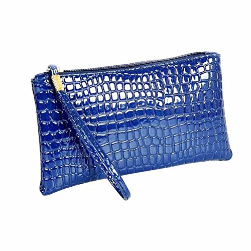Bolayu Wallet Sexy Women Crocodile Leather Clutch Handbag Bag Coin Purse Crocodile Texture Coin Purse Hand Bag (Blue) - Thumbnail 2