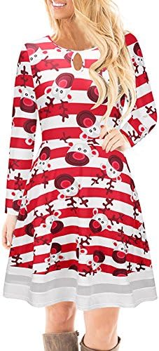 Women's Christmas Dress, Sunyastor Long Sleeve Casual Christmas Dress Deer Elk Sexy Evening Party Dress