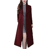 chouyatou Women's Maxi Long Wool Blend Pea Coat Shawl Collar Double Breasted Winter Trench Coat Overcoat