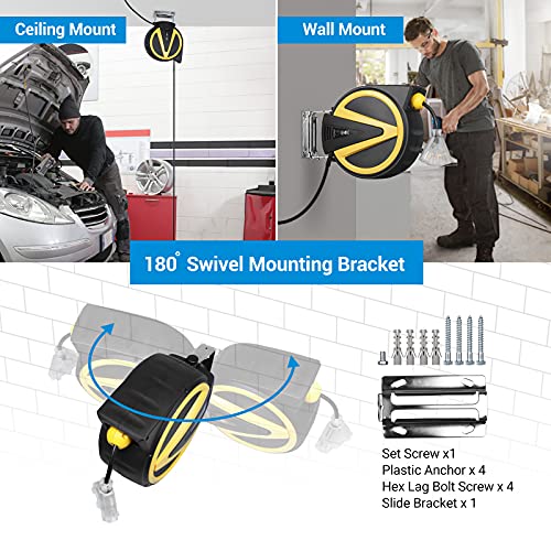 DEWENWILS Retractable Extension Cord Reel, 40 FT Electric Cord Reel