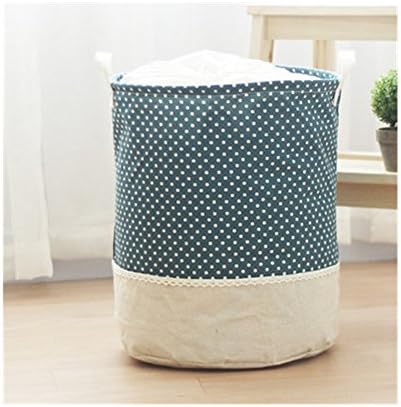Cotton Linen Pop Up Laundry Hamper Foldable with Lid Laundry Basket Hamper for Laundry Round Storage Basket for Toys Clothing (dark green)