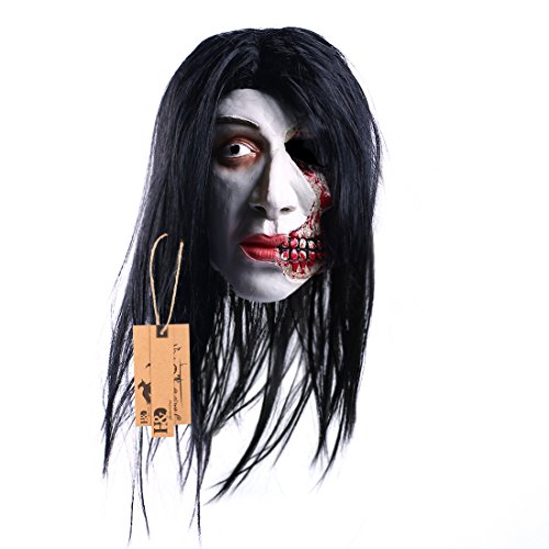 Yufeng scary half face horror mask for halloween with creepy, lat…