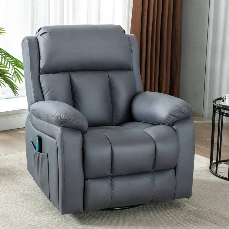 ZXI Electric Power Lift Recliner Chair for Elderly with Massage and Heat, Fabric Lift Recliner Chairs for Seniors, Remote Control, 3 Positions, USB Ports for Home Living Room (Grey Blue)