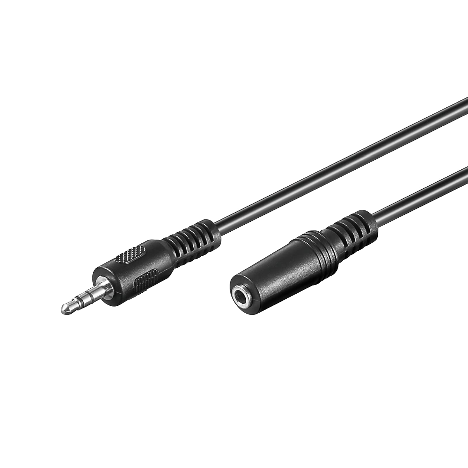 Goobay 50432 Headphone and Audio AUX Extension Cable, 3-pin, 3.5 mm, Black, 4 mm Diameter, 3 m Cable Length