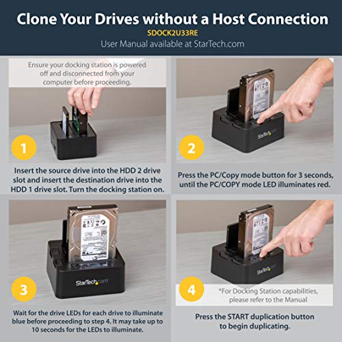Dual Bay Hard Drive Duplicator, Standalone USB 3.0 (5 Gbps