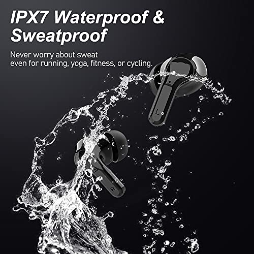 Wireless Earbuds, Bluetooth 5.0 Earphones Hi-Fi Stereo Active Noise Cancelling Headphones 32H Playtime True Wireless Earbuds IP7 Waterproof Headset In-Ear Headphones with Mic and Type C for Travel Gym