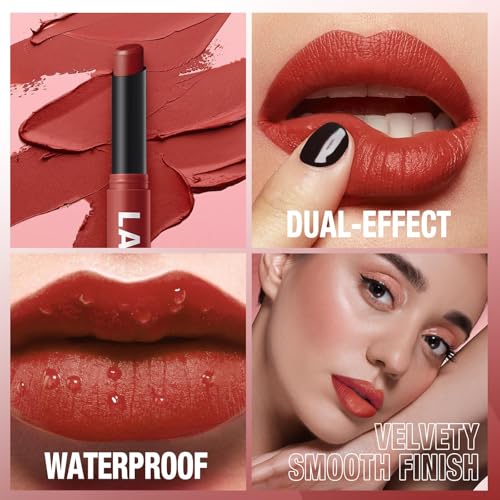 LBOYLOVE® 12 Pcs Velvet Matte Nude Lipstick Set for Women, Retractable High Pigmented Long-Lasting Waterproof Lipstick, Soft Dark Color Lip Makeup Gift Kit