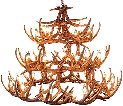 Rustic White Tail 42 Antler Chandelier with 27- 2 Watt Soft White LED Candelabra Bulbs Included (Retail $8.99 Each).