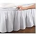 Pleated Three Sides Fabrics Wrap Around Style Egyptian Cotton Elastic 17 inch Drop Dust Bed Skirt for Twin/Full,Queen,King Size Beds(King, White)