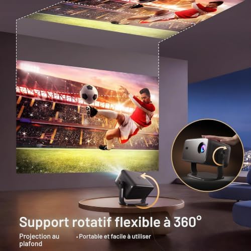 Smart Vidéoprojecteur Compatible 4K, Assistant Vocal IA&Contrôle App, HDR10