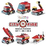 222Pcs Fire Rescue Vehicles Building Blocks Set , 6 Different Models filled in 6 Easter Eggs Including Fire Boat,Helicopters and Fire Truck for Kids Easter Egg Fillers, Easter Basket Fillers #1-#6