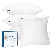 22x22 Pillow Cover Waterproof Pillow Protector Set of 4 for Square Throw Pillow 22x22 Inch, White Zippered Pillow Protector, Feather Proof Pillow Case Protector