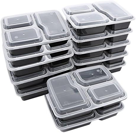 Lifelj Meal Prep Containers with Lids -for Meal Perpping Food Container Storage Meal Prep 3 Compartment Lunch Box Microwave, Freezer Safe 1000ML 35oz 12 pack (12)