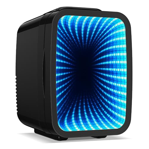 BEICHEN Mini Nevera, 4 L/6 latas, Silenciosa, 7 Modos de Luz RGB, 2 en 1 de Refrigeración y Conservación de Calor para Bebidas y Cuidado de La Piel, Mini Nevera para Gaming, Oficina, Coche (Negro)