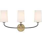 Crystorama Niles 3 Light Black Forged + Modern Gold Bathroom Vanity with Glass Shades