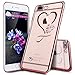 iPhone 8 Plus Case,iPhone 7 Plus Case,ikasus Mini Love Heart Glitter Bling Crystal Rhinestone Diamonds Clear Rubber Rose Plating Frame TPU Soft Silicone Bumper Case Cover for iPhone 8 Plus / 7 Plus