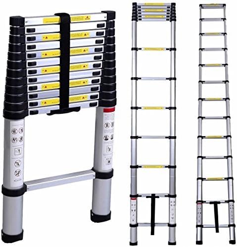 Oshion 12.5ft EN131 Aluminum Telescoping Telescopic Extension Ladder 300 Pound Capacity