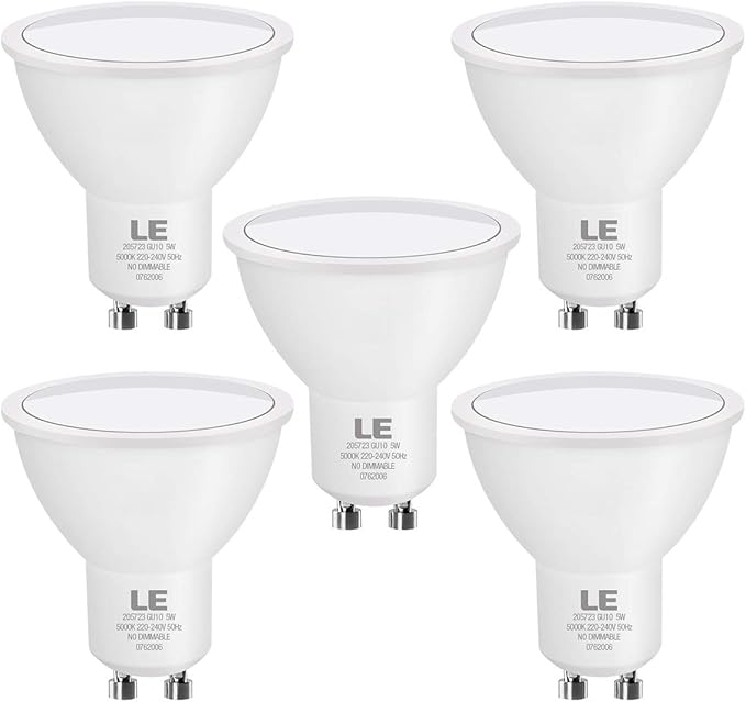 LE GU10 LED Bulbs, Cool White 5000K, 50W Halogen Spotlight Equivalent