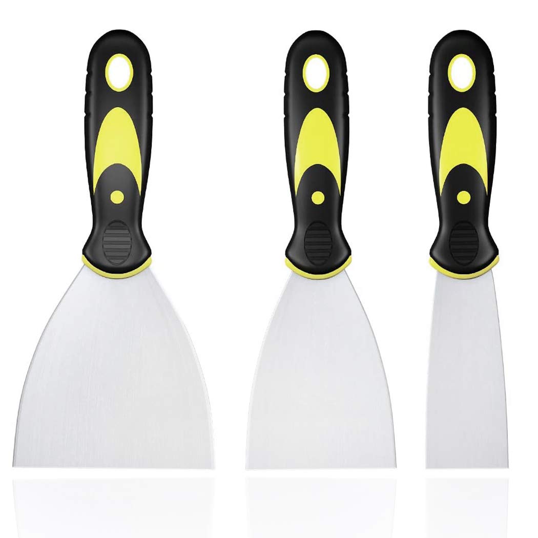 3 Packs Paint Wallpaper Scraper Tool Set, Stainless Filling Knives Putty Drywall Joint Knife with Plastic Handle and Metal Blade Scraper, Perfect for DIY Decorating Paint Removal