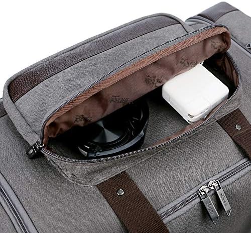 Wohlbege Canvas Travel Bag Big Crossbody Bag Large Capacity Travel Tote Weekend Bag Convenient Carry On Luggage Bags Men Duffel Bag (Grey) 4 Wohlbege Canvas Travel Bag Big Crossbody Bag Large Capacity Travel Tote Weekend Bag Convenient Carry On Luggage Bags Men Duffel Bag (Grey)